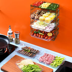 Kitchen Storage Rack,Kitchen Fruit and Vegetable Preparation Plate,Multi-Layer Fruit and Vegetable Sorting Tray,Self-adhesive Wall Mounted Kitchen Food Prep Tray