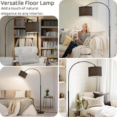 Bentifar Modern Dimmable Floor Lamp with Nordic Style,Adjustable Hanging Shade,Over Couch Reading Light,Standing Lamp for Living Room and Bedroom(Black)