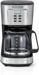 BLACK+DECKER 12-Cup Coffee Maker, 900W Programmable Drip Coffee Machine, 1.5L Glass Carafe, 24-Hour Timer, Keep Warm Function, LCD Display, Auto Shut-Off, Boil Dry Protection, Black - DCM85-B5