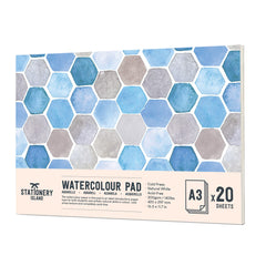 Stationery Island Watercolour Paper A4 300 g, 30 Sheets Watercolour Pad A4, Watercolour Paper for Watercolours, Watercolour Sketchbook, Watercolour Paper for Students, Beginners, Sketchbook