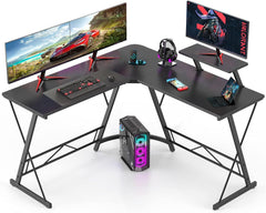 DESINO L-Shaped Desk Computer Corner Desk, L Shaped Home Office Desk, Simple Modern Gaming Desk (White, 51inch)