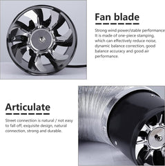 Low Noise Inline Duct Booster Exhaust Fan, 4/7/8 Inch Extractor Ventilator for Home Kitchen Bathroom Warehouse Restaurant Garage Ventilation (7 Inch Black)