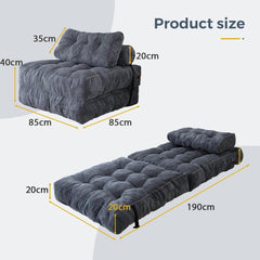 Folding Sofa Bed - Convertible Sleeper Chair with Pillow, Foldable Mattress & Back Support, Portable Fold-Out Floor Sofa Lounge for Living Room & Bedroom, Dark Grey, Single Size