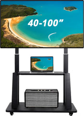 Chulovs NEW Mobile TV Cart with Wheels for 32-70 Inch TV, Heavy Duty Adjustable Height Rolling TV Stand, School/House/Apartment Floor TV Display Stand Beautiful Scenery (Black)