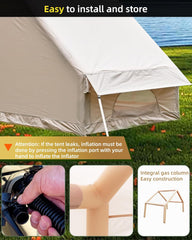 GOTENTIFY Inflatable Tent for Camping with Hand Pump,Luxurious 2-4 Person Glamping Tent,Easy Set Up Outdoor Oxford Tent,Durable Blow Up Tent for Air Tent Camping