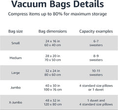 Vacuum Compression Storage Bags with Hand Pump - Large, 5-Pack