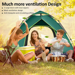 Camping Tents for 3-4 Person Waterproof, Pop Up Instant Family Tent with Windproof Ropes Anti-UV, Ultralight Blackout Lightweight Tent