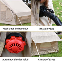 Inflatable 4 Person Waterproof House Family Tent Easy to Set Up Glamping Tent with Storage Bag and Air Pump Camping Tent