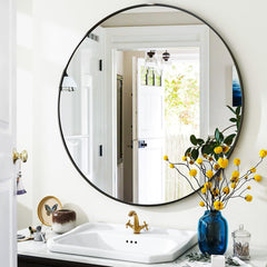 50cm Black Round Mirror :