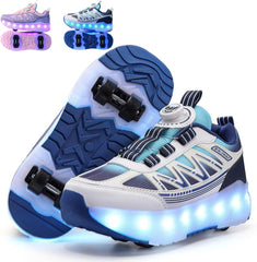 Mylindde Kids Roller Skates Shoes, 4 Wheels Roller Shoes, Roller Skates Sneaker, Sneakers with Wheels Become Sport, for Children Gift