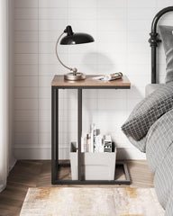 Side Table, C Shaped End Table for Couch, Sofa and Bed, Large Desktop C Table for Living Room, Bedroom, Bedside