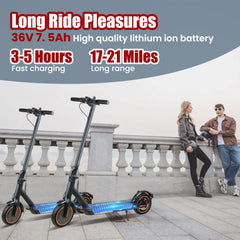Electric Scooter, 500W Motor, Up to 17-20MPH &19-21 Miles, Commuter Escooter, Foldable E-Scooter for Adults with APP and Dual Braking System Escooter(Orange/Grizzly/Black)