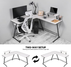 DESINO L-Shaped Desk Computer Corner Desk, L Shaped Home Office Desk, Simple Modern Gaming Desk (White, 51inch)