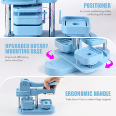 جود كرافتر الة صنع ازرار مغناطيسية للثلاجة 2 في 1، ماكينة صنع ازرار مغناطيسية للثلاجة 50 ملم/1.97 انش، ماكينة صنع شارات مغناطيسية مربعة مع 550 قطعة مجانية (تتضمن 50 دبوس)