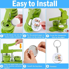 لوازم سلاسل المفاتيح من رنتفونر، 150 مجموعة 58 ملم/2.25 انش، مجموعة صنع دبابيس لماكينة صنع الازرار، مجموعات شارة زر معدنية مع غطاء خلفي معدني، غشاء شفاف ورأس سلسلة