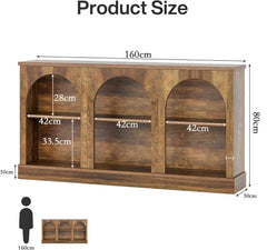 Chulovs Rustic Farmhouse Console Table – 160cm-Long Entryway Table with 3-Tier Storage, Wooden Rectangular Sofa Table for Behind-Couch Use, Ideal for Entryway, Hallway & Living Room