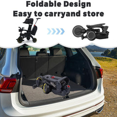 ماسرو دراجة ثلاثية العجلات للاطفال، هدايا عيد ميلاد وألعاب للاولاد والبنات من سن 1-3 سنوات، دراجة ثلاثية العجلات مع مقبض دفع ومسند ظهر وحزام امان، دراجة توازن 5 في 1 صغيرة الحجم وقابلة للطي، مناسبة