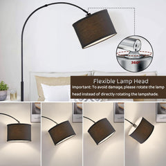 Bentifar Modern Dimmable Floor Lamp with Nordic Style,Adjustable Hanging Shade,Over Couch Reading Light,Standing Lamp for Living Room and Bedroom(Black)
