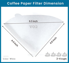 MIBRU Coffee Filters V60 Cone Paper White 100pcs Coffee Filters Unbleached Paper Filters Compatible with Pour Over Drippers 2-4 Cups Size 02 Coffee Filters v60 (1-4 Cups 02, 100)