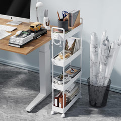 4-Tier Slim Storage Cart, Bathroom Organizer Mobile Shelving Unit