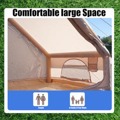 Inflatable Tents for Camping with Pump, Air Glamping Tents, Easy Setup 10 * 6.9ft Waterproof Blow up Tent, 2-4 People Oxford Cabin Tent with Mesh Window.