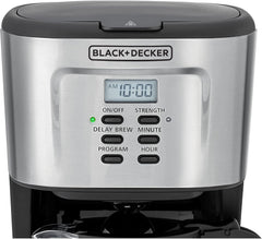 BLACK+DECKER 12-Cup Coffee Maker, 900W Programmable Drip Coffee Machine, 1.5L Glass Carafe, 24-Hour Timer, Keep Warm Function, LCD Display, Auto Shut-Off, Boil Dry Protection, Black - DCM85-B5