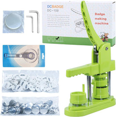 ام كيه.بير ماكينة صنع الأزرار مقاس 75 ملم (3 انش)، مجموعة ماكينة صنع دبابيس الازرار، الة ضغط على الأزرار مع 100 مجموعة من مستلزمات صنع الازرار وقاطع دائري وكتاب سحري