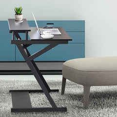 Computer Mobile Workstation Desk Table with Monitor Shelf Study Writing Desk for Small Spaces Black