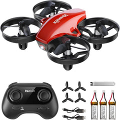 V995 Red Mini Drone for Kids and Beginners,Indoor RC Quadcopter Plane with 3D Flips, 360° Rotation, Circle Fly, Auto Hover, Headless Mode, 21Mins 3 Batteries, Gift for Boys and Girls