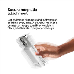 بنك طاقة لاسلكي مغناطيسي من بيلكين، سعة 5000 مللي أمبير/ساعة، شاحن محمول متوافق مع ماج سيف، حزمة بطارية بمخرج 7.5 وات، ومدخل 10 وات وحامل، متوافق مع سلسلة iPhone 14 و13 - أبيض