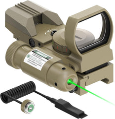 Feyachi Reflex Sight - 4 Reticle Red & Green Dot Sight Optics with Integrated Red/Green Laser Sight Less Than 5mW Output