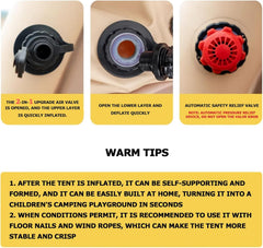 Camping Tent Inflatable, Easy Setup Portable 2-4 Persons Waterproof Windproof Outdoor Prevent for Camping, Festivals, Backyard, Sleepovers with Carry Bag Large Mesh Windows.