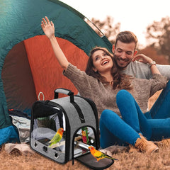 (6-pieces) Bird Carrier Bag Set,Foldable Bird Travel,Parrot Carrier with Stand, Parrot Transparent Breathable Travel Bag, Lightweight Birdcage with Food Tray and Water Bottle