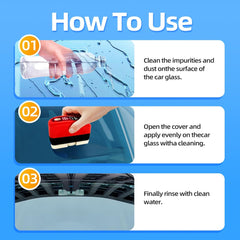 Glass Cleaning Board, Gelmalls Glass Cleaner, Automotive Oil Film Cleaning Brush, Glass Coating for Windshield, Car Glass Oil Film Cleaner, Car Glass Cleaning Brush with Reusable Foam Sprayer