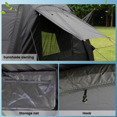 Inflatable Tents Blow up Tents for Camping, 4-6 Persons 4 Season Oxford Cabin Tent with Pump, Easy Setup Waterproof with Mesh Windows & Doors Outdoor Sandgold