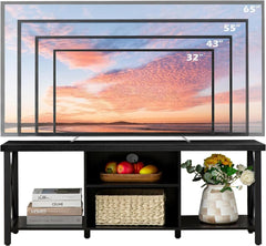 154 * 41 * 62cm TV Stand for TV up to 55 Inches, TV Cabinet with Open Storage, TV Console Unit with Shelving for Living Room, black