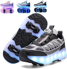 Mylindde Kids Roller Skates Shoes, 4 Wheels Roller Shoes, Roller Skates Sneaker, Sneakers with Wheels Become Sport, for Children Gift