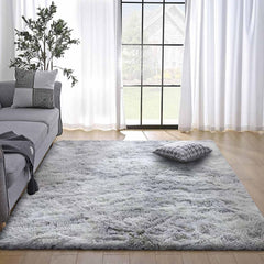 Tinyboy-hbq Area Rugs Unique Abstract Fluffy Carpet Anti Slip Soft Rug for Bedroom Living Room Home Decor Multiple Sizes Large Pad Easy Cleaning (Gray White, 80 * 120cm)
