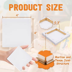STATIONERY ISLAND 9Pcs Canvas and Easel Set, 10x10cm Art Canvas for Painting 100% Cotton Acid Free Professional Art Canvases for Acrylic Paint, Oil Paint & Mixed Media(3.93“ X 3.93”)