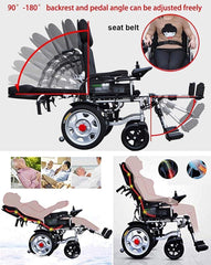 Lightweight Foldable Power Electric Wheelchair with Headrest, Reclinable Backrest and Dual Motors for Disabled & Elderly Mobility