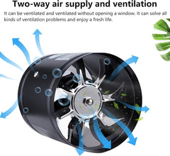 Low Noise Inline Duct Booster Exhaust Fan, 4/7/8 Inch Extractor Ventilator for Home Kitchen Bathroom Warehouse Restaurant Garage Ventilation (7 Inch Black)