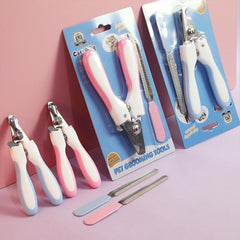 Cat Nail Clipper Set with Nail File - Professional Stainless Steel Pet Nail Clippers for Cats, Dogs, Kittens, Puppies - Safety Lock & Guard for Safe Trimming