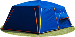 KTT Extra Large Tent 10-12 Person(B),Family Cabin Tents,2 Rooms,Straight Wall,3 Doors and 3 Window with Mesh,Waterproof,Double Layer,Big Tent for Outdoor,Picnic,Camping,Family Gathering.