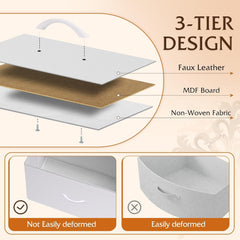 Fabric Storage Dresser, 5-Drawer Vertical Dresser for Bedroom, Storage Organizer with Fabric Bins, Wooden Top, Durable Steel Frame, Drawer Chest for Closets & Hallways