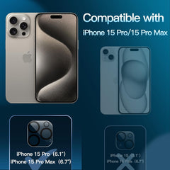 JETech Camera Lens Protector for iPhone 15 Pro 6.1-Inch and iPhone 15 Pro Max 6.7-Inch, 9H Tempered Glass, Anti-Scratch, Case Friendly, Does Not Affect Night Shots, HD Clear, 3-Pack