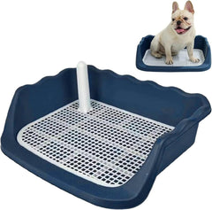 Indoor Puppy Potty Training Tray with Protective Wall, Dark Blue (53 * 45 * 15)