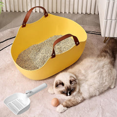 2 in 1 Portable Cat Litter Box, Large Cat Travel Carrier with Litter Box,Cat Toilet for Medium Cats & Kitties to Road Trip, Camping, Hiking, or Hotel (Yellow)