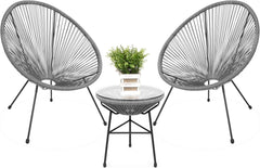 Gray PE Rattan Balcony Table & Chair Set 90 × 72 × 39 cm