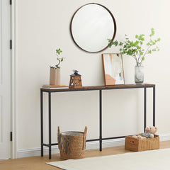 Skinny Console Table, Narrow Sofa Table, Long Behind Couch Table, Slim Entryway Table for Hallway, Living Room, Rustic Brown, Industrial Side Table, Easy to Assemble (180cm)