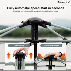 Beauenty Hexagonal Automatic Pop Up Tent with 2 Doors and 4 Windows, Waterproof Sunshade Portable Instant Dome Tent, Large Outdoor Camping Beach Picnic Fishing Tents for 5-8 People (Beige)